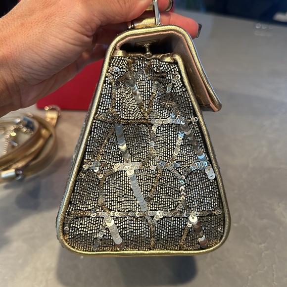 Valentino Garavani Vsling iconograph V logo sequin top handle crossbody bag NIB - Picture 8 of 14